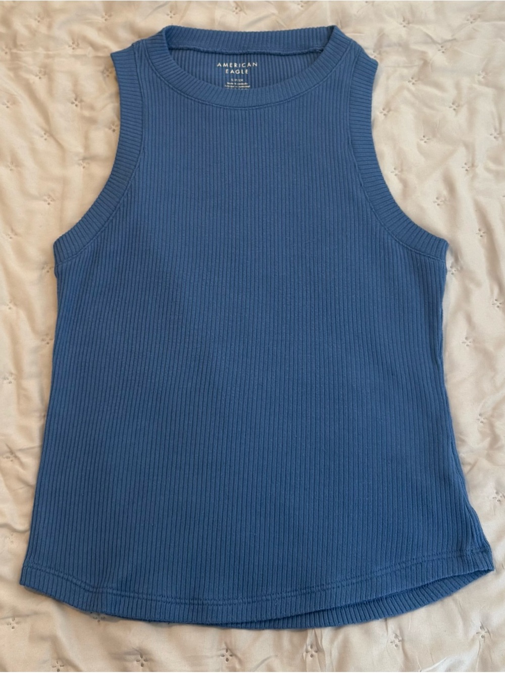 American Eagle Outfitters Blue Ribbed Crewneck Tank